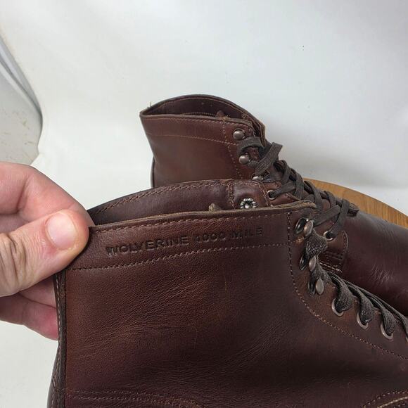 Wolverine 1000 Mile Boots Mens 11.5 Brown Horween Leather Lace Up Made USA Work main image 12